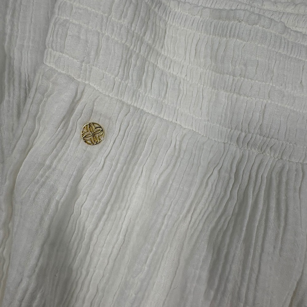 Lilly Pulitzer Enzo Pant Coverup Resort White Cotton Gauze Wide Leg Smocked L - Picture 3 of 11